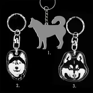 Plexi kulcstartó - Husky kutya alak