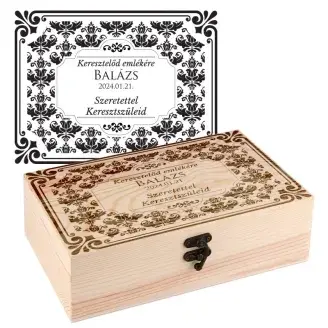 Keresztelőre fa díszdoboz - kicsi