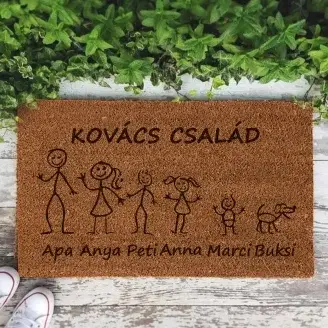 Családi egyedi neves kókuszrost lábtörlő