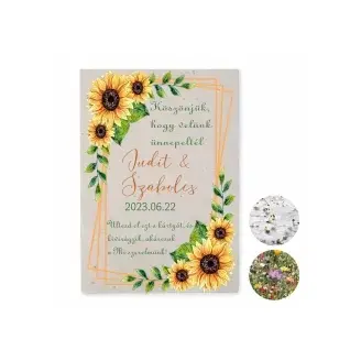 Esküvői köszönetajándék magpapírból - Napraforgó