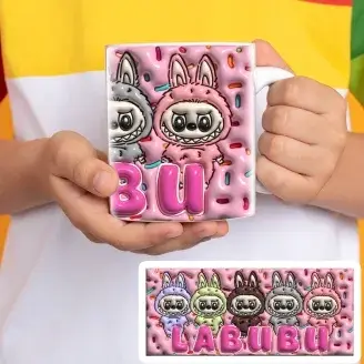 Labubu bögre - 3D hatású - Cukorszórat