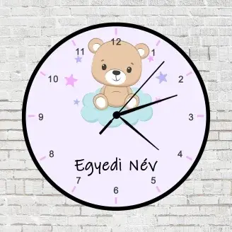 Lány maci falióra - egyedi névvel