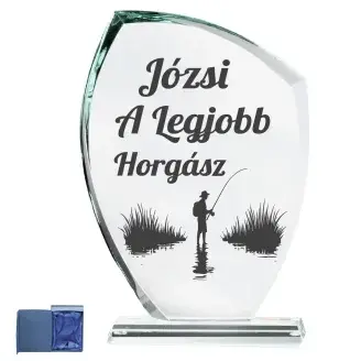 Legjobb horgász egyedi üveg díj