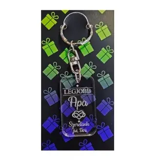 Plexi kulcstartó - Legjobb Apa egyedi nevekkel