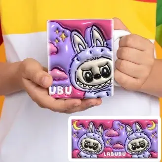 Labubu bögre - 3D hatású - Lila