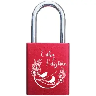 Piros szerelem lakat - Gerlepár - egyedi nevekkel