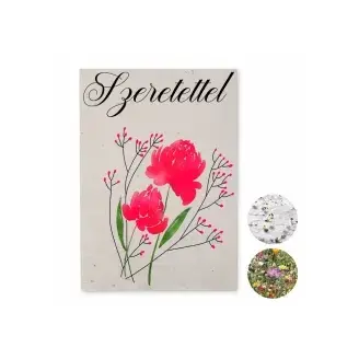 Üdvözlőlap magpapírból - Szeretettel