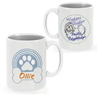 Máltai selyemkutya bögre egyedi névvel