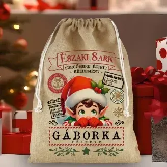 Mikulás zsák - Pamut vászon - Manó