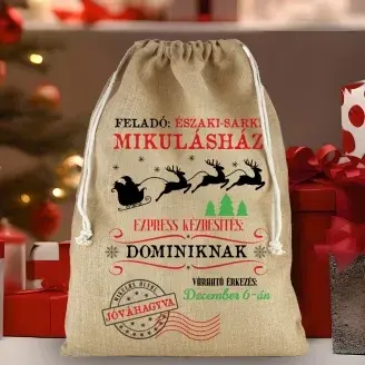 Mikulás zsák - Pamut vászon - Mikulásház