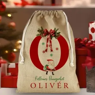 Mikulás zsák - Pamut vászon - Kellemes Ünnepeket