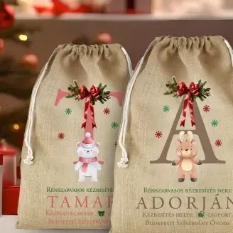 Mikulás zsák - Pamut vászon - Óvodás csoportoknak - no.2