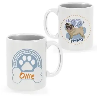 Mopsz bögre egyedi névvel