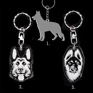 Plexi kulcstartó - Németjuhász kutya alak