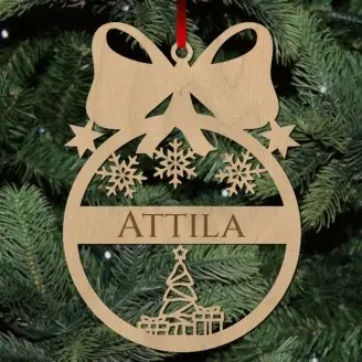 Fa karácsonyfadísz - Egyedi neves - Karácsonyfa