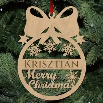 Fa karácsonyfadísz - Egyedi neves - Merry Christmas