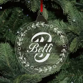 Plexi karácsonyfadísz - Egyedi név - Kezdőbetűvel