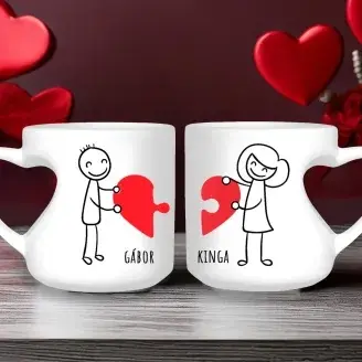 Páros szív bögre - Két fél egy