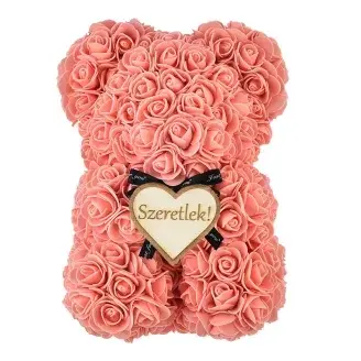 Rózsa maci - barack + Ajándék táblával