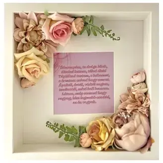 Selyemvirág fehér keretben - Vintage barack Selyemvirág fehér keretben - Vintage barack