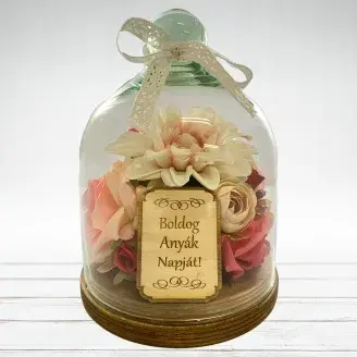 Selyemvirág üveg búrában - Rózsaszín álom