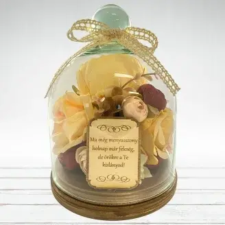 Selyemvirág üveg búrában - Vintage