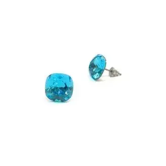 Swanis négyzetes párna fülbevaló - aquamarine - 8 mm