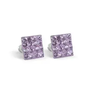 Swanis négyzet köves bedugós fülbevaló - halványlila