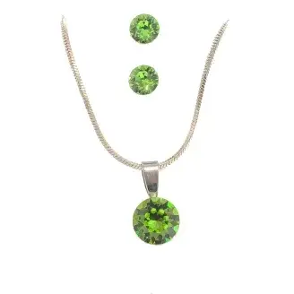 Swanis ékszerszett kör (10mm) medállal - világos zöld + AJÁNDÉK díszdoboz