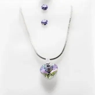 Swanis ékszerszett szíves medállal - szivárvány + AJÁNDÉK díszdoboz