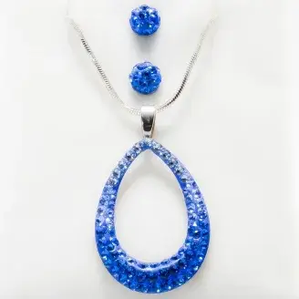 Swanis ovális medál, fülbevaló szett - kék kövekkel