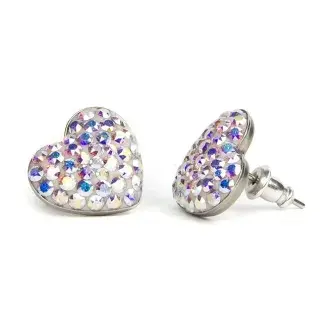 Swanis szív köves bedugós fülbevaló - víztiszta