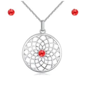 Swanis kristályos tavirózsa nyaklánc szett - piros