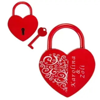 Szív szerelem lakat - Fél Szív - egyedi nevekkel
