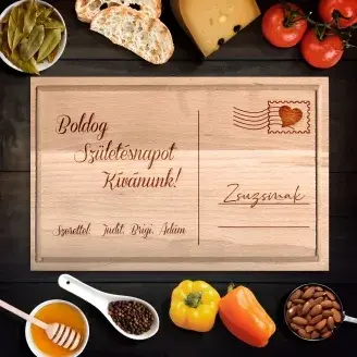 Születésnapi üdvözlőlap egyedi vágódeszka - kicsi