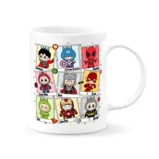 Labubu bögre - Szuperhős kollázs