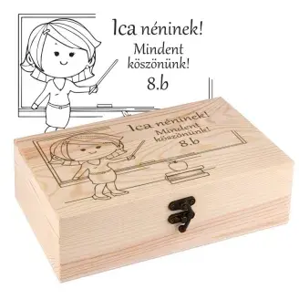 Tanárnőnek fa díszdoboz - kicsi