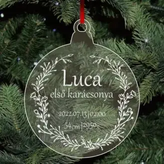 Plexi karácsonyfadísz - Újszülött hógömb