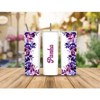 Úti termosz, Tumbler - Lila falevelek