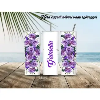 Úti termosz, Tumbler - Lila rózsák