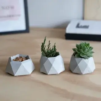 Sík lapos mintás növénytartó - "Plante" - szürke