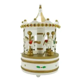 Zenélő karácsonyi körhinta - arany-fehér - 24cm