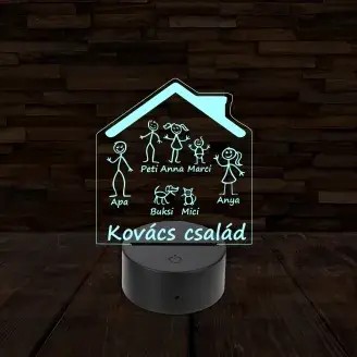 3D LED lámpa - Családi egyedi nevekkel