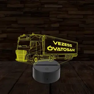 3D LED lámpa - Kamion egyedi felirattal