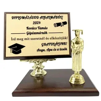 Asztali fa plakett - Diplomaosztóra - Fiúknak