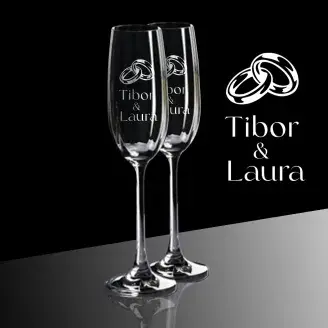 Esküvői pezsgős poharak - egyedi nevekkel