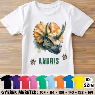 Dínó gyerek póló - Triceratops fej