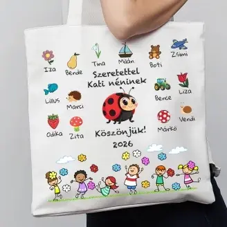 Egyedi táska óvónőknek névvel és jellel 2