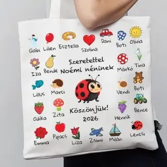 Egyedi táska óvónőknek névvel és jellel