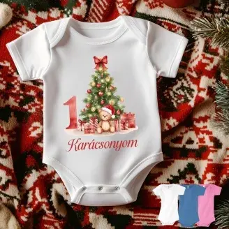 Első karácsonyom gyerek body - fenyőfa